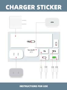 1 set Set de protector de cable de datos & cubierta de cabezal de cargador con patrón de número - Multicolor - Ver 4