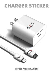 1 set Set de protector de cable de datos & cubierta de cabezal de cargador con patrón de número - Multicolor - Ver 6