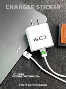 1 set Set de protector de cable de datos & cubierta de cabezal de cargador con patrón de número - Multicolor - Ver 8