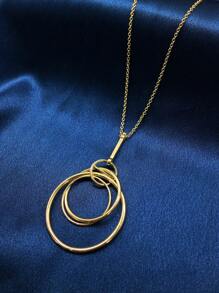 PC Thời Trang Sắt Tối Giản Tròn Quyến Rũ Vòng Cổ Dài Cho Nữ Cho Cuộc Sống Hàng Ngày - Vàng - Xem 3