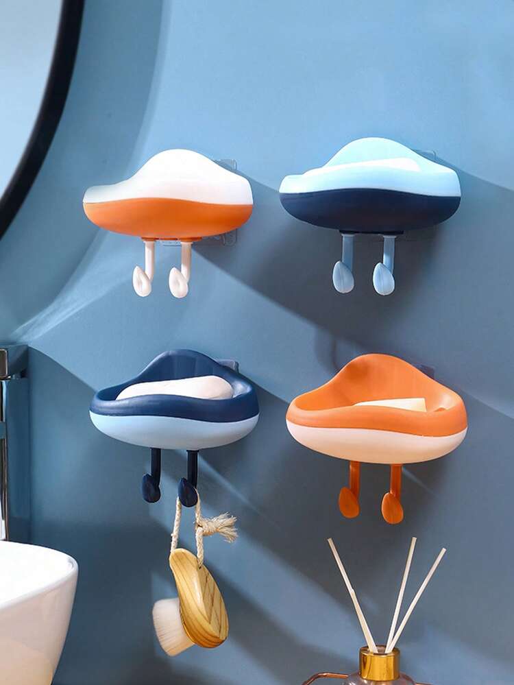 1 pièce Savon minimaliste bicolore multifonction mural Porte-savon pour domicile et salle de bain - Orange - Voir 6