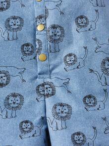 SHEIN 小男童卡通圖案襯衫連體短褲