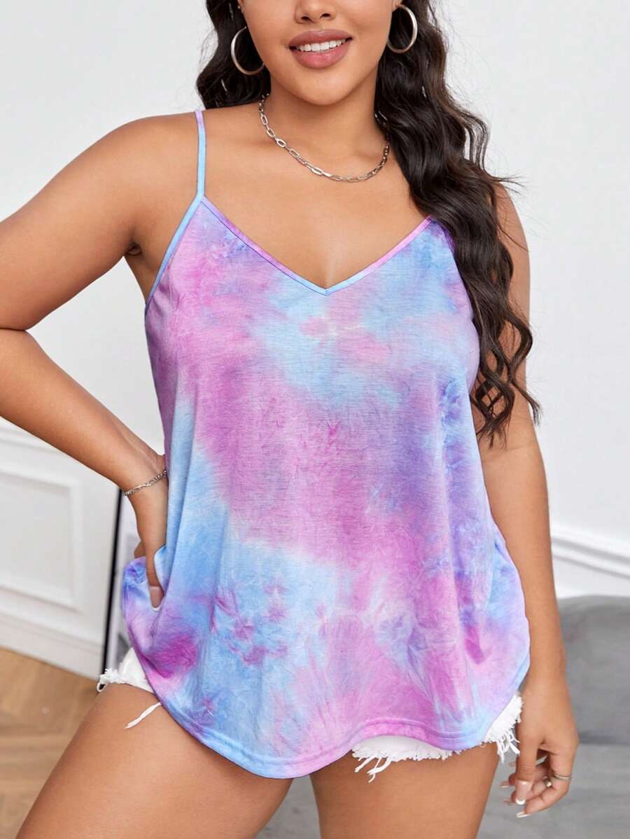 SHEIN Essnce Plus Tie Dye Cami Top For Summer - Multicolor - View 1