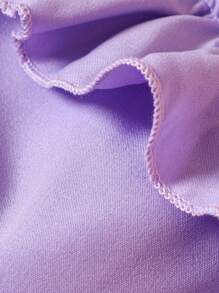 Pelele De Bebé Para Niña Con Volante Y Cuello Asimétrico Con Bolso Correa - Morado - Ver 5