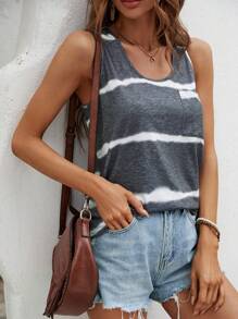 SHEIN LUNE 紮染口袋貼布背心上衣 - 淺灰紫 - 查看 5