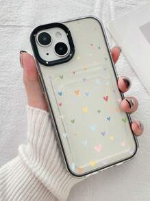 Vỏ điện thoại họa tiết trái tim có khe cắm thẻ - Nhiều màu - Xem 2