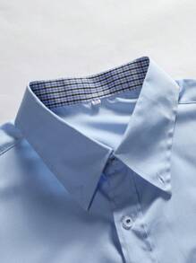 Manfinity Mode Men Plaid Pocket Front Shirt - Baby Blue - View 4