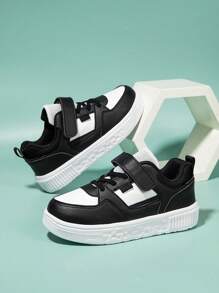 男孩雙色滑冰魔術貼運動運動鞋 - 黑與白 - 查看 2