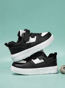 男孩雙色滑冰魔術貼運動運動鞋 - 黑與白 - 查看 4