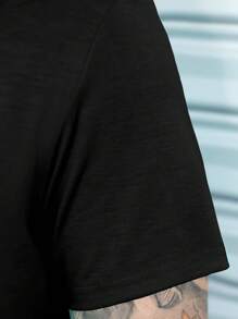 Manfinity Hombres Camiseta con estampado de letra - Negro - Ver 4