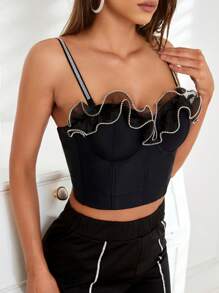 D&M 荷葉邊吊帶上衣 - 黑色 - 查看 1