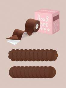 10pairs Solid Nipple Cover & 1pc Breast Tape - Coffee Brown - View 1