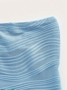 SHEIN EZwear 素色短款抹胸上衣 - 淺藍色 - 查看 3