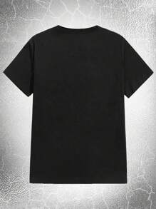 ROMWE MEN Goth Men Skull Print Tee - Black - View 2