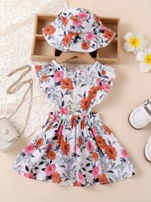 嬰兒印花洋裝和配件帽 - 白色 - 查看 2