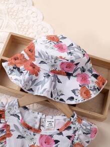 嬰兒印花洋裝和配件帽 - 白色 - 查看 4