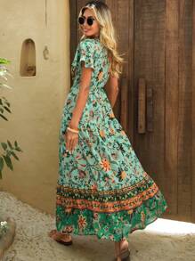 SHEIN VCAY 印花荷葉邊洋裝 - 彩色 - 查看 2