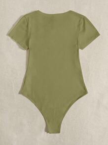 SHEIN EZwear 素色大圓領T恤連體衣