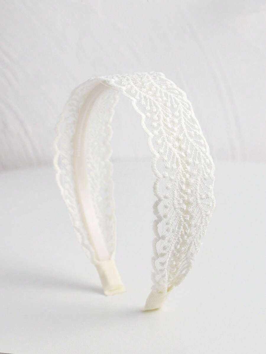 Boho Lace Decor Wide Headband Tiaras Valentine's Day,Hairband,Hair Hoop Headbands Hair Accessories Head Accessories - White - View 1