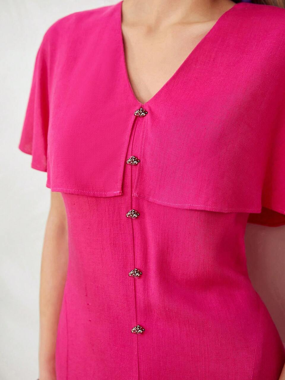 MOTF LINEN VISCOSE CAPE DRESS