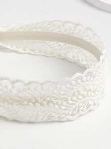 Boho Lace Decor Wide Headband Tiaras Valentine's Day,Hairband,Hair Hoop Headbands Hair Accessories Head Accessories - White - View 3