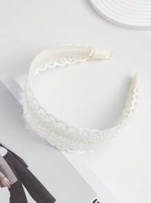 Boho Lace Decor Wide Headband Tiaras Valentine's Day,Hairband,Hair Hoop Headbands Hair Accessories Head Accessories - White - View 6