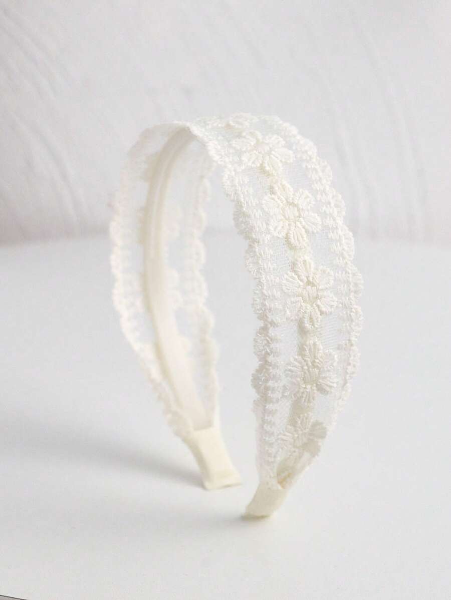 1pc Women Flower Embroidered Headband Elegant Piranha Flower Valentine's Day,Hairband,Hair Hoop,Hairband,Hair Hoop Headbands Hair Accessories Head Accessories - White - View 1