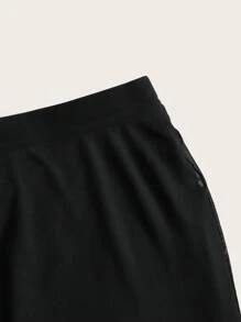 SHEIN EZwear 女士情人节爱心印花鱼尾黑色网纱裙 - 黑色 - 查看 3