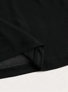 SHEIN EZwear 女士情人节爱心印花鱼尾黑色网纱裙 - 黑色 - 查看 4