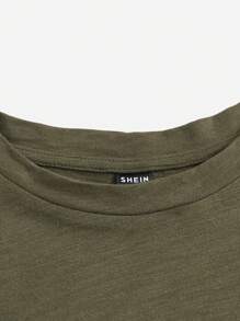 SHEIN EZwear Solid Ruffle Hem Tee