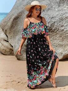 SHEIN VCAY Đầm Plus Size Túi Hoa Boho - Nhiều màu - Xem 5