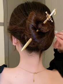 1入組女士水鑽裝飾劍設計創意髮夾適用於頭髮裝飾用品 - 金色 - 查看 3