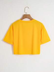 INAWLY Camiseta crop unicolor - Amarillo - Ver 2