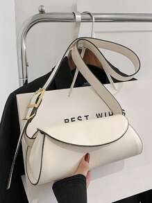 Túi đeo vai trung bình Flap Binding tương phản - trắng - Xem 1