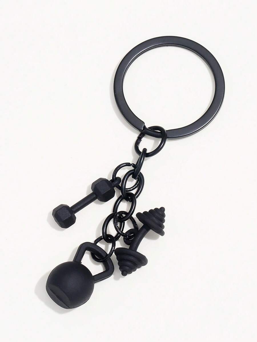 1 件杠铃形金属钥匙扣，适合健身和运动爱好者汽车配件可爱哥特 Y2k 万圣节配件教师节圣诞节礼物创意包袋挂绳带身份证夹汽车配件包饰