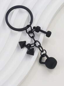 1 件杠铃形金属钥匙扣，适合健身和运动爱好者汽车配件可爱哥特 Y2k 万圣节配件教师节圣诞节礼物创意包袋挂绳带身份证夹汽车配件包饰