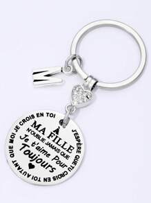 1pc Women Rhinestone Decor Letter Detail Fashion Keychain For Key Decoration - Silver - View 5