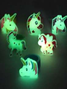6pcs Glow In The Dark Unicorn Birthday Party Soft Rubber Ring - Multicolor - View 1