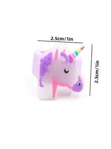6pcs Glow In The Dark Unicorn Birthday Party Soft Rubber Ring - Multicolor - View 3