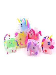 6pcs Glow In The Dark Unicorn Birthday Party Soft Rubber Ring - Multicolor - View 5