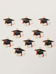 10 cái Thiết kế mũ tốt nghiệp DIY Móc chìa khóa - màu đen - Xem 1