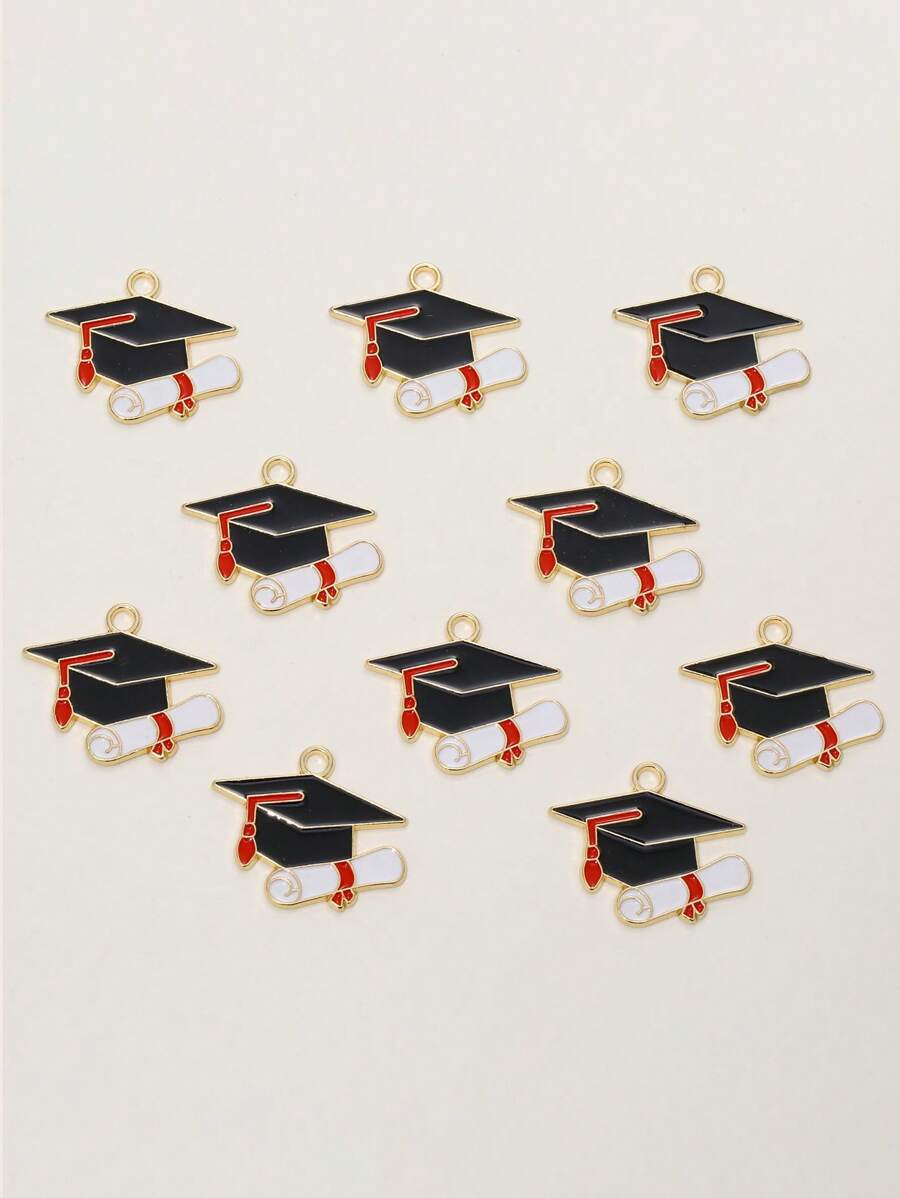 10 cái Thiết kế mũ tốt nghiệp DIY Móc chìa khóa - màu đen - Xem 1