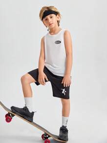 SHEIN Boys Letter Graphic Tank Top - White - View 1