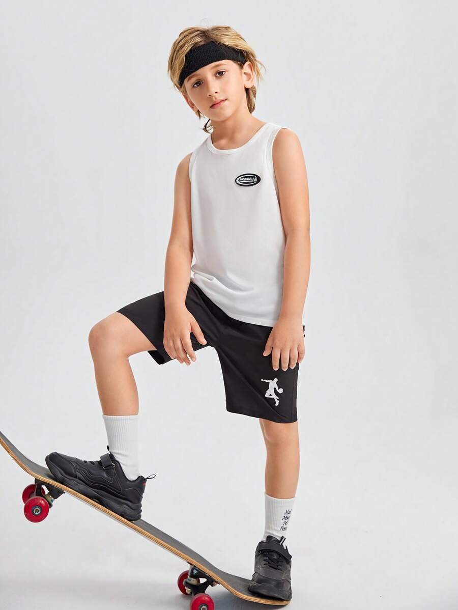 SHEIN Boys Letter Graphic Tank Top - White - View 1