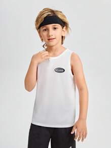 SHEIN Boys Letter Graphic Tank Top - White - View 3