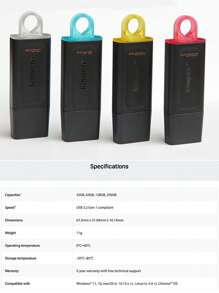 KINGSTON Kingston Pen Drive USB 3.2 ad alta velocità da 1 pezzo Flash Drive di grande capacità 32 GB/64 GB/128 GB/256 GB per auto Song Computer Business Office