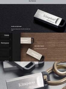 KINGSTON 金士顿 DTKN 64GB/128GB/256GB/512GB 高速车载电脑移动U盘 - 銀色 - 查看 5