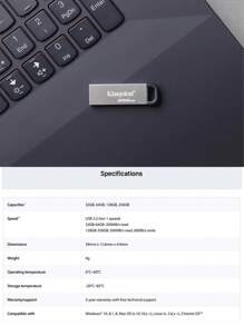 KINGSTON 金士顿 DTKN 64GB/128GB/256GB/512GB 高速车载电脑移动U盘 - 銀色 - 查看 6