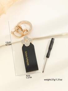 1入組女士字母圖案水鑽裝飾時尚鑰匙圈適用於鑰匙裝飾用品 - 彩色 - 查看 3