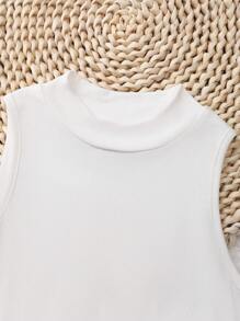 SHEIN Tween Girls' Solid Color Round Neck Casual Versatile Tank Top